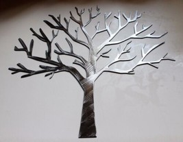 Winter Oak Tree - Metal Wall Art - Silver 14&quot; x 15&quot; - £26.56 GBP
