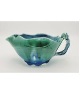 Green &amp; Blue Mermaid Handle 8&quot; Drip Glaze Art Pottery Gravy Boat - Artis... - £118.67 GBP