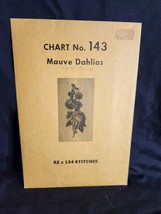 Vtg rare Babs Fuhrmann petit point Chart silk mesh 3 thread #143 Mauve Dahlias - £18.68 GBP