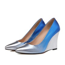 Women Fashion Wedges High Heel Pumps Autumn New Style Pointed Toe Office Ladies  - £94.96 GBP
