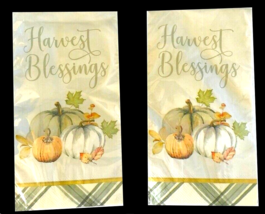 Harvest Blessings Paper Napkins Towels Buffet Thanksgiving Plaid 2pk 20 ct Fall - £17.82 GBP