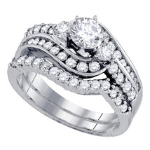 14k White Gold Round Diamond Bridal Wedding Engagement Ring Set 1-1/2 Ctw - £2,796.94 GBP