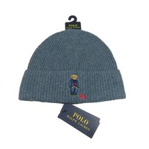 Polo Ralph Lauren RL Embroidered Bear Beanie Cap One Size Blue NEW - $44.95