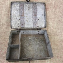 Antique vintage metal cash box strong box w/handle 12x9x3 - £34.13 GBP