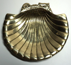 Vintage Solid Brass Clam Shell Trinket Dish Retro Hollywood Regency Art Deco MCM - £23.33 GBP