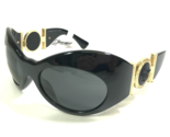 Versace Sunglasses MOD.4462 GB1/87 Polished Black Gold Logos Oversized Wrap - $327.03