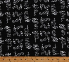 Cotton Treble Clef Music Notes Eighth Notes Sharps Fabric Print by Yard D579.77 - £7.92 GBP