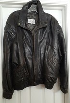 Vintage Vera Pelle Leather Bomber Jacket Biker Motorcycle Brown Men&#39;s L Distress - £61.33 GBP
