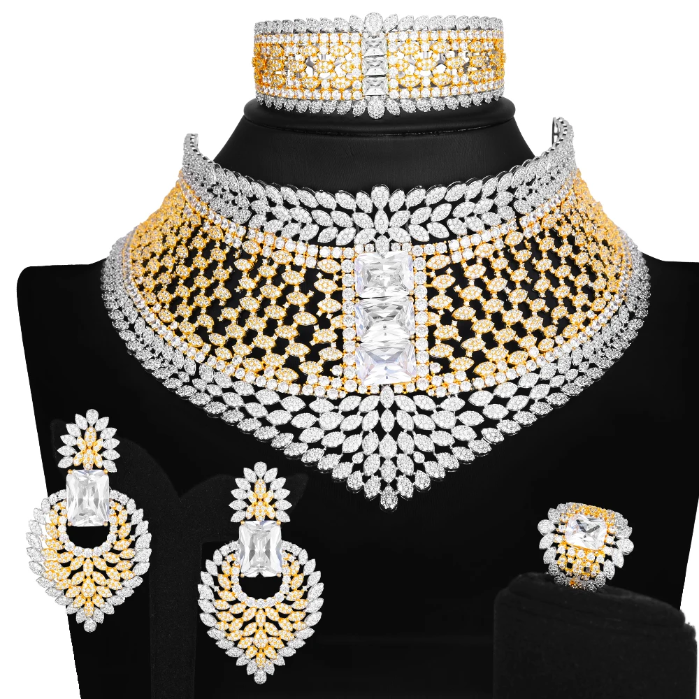 BIG Super Luxury Chokers 4PC Statement African/Indian Jewelry Sets For Women Wed - $321.22