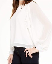 Q+A Los Angeles Womens Long Sleeve Jewel Neck Top Size Large Color White - $24.19