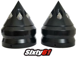Spikes Kawasaki ZX6 ZX6R ZX10 ZX10R Fork Covers Caps Black and Chrome Zx... - £41.50 GBP