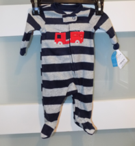 Carter's Blue/Gray Striped Firetruck 2 Way Zipper Footie Size Newborn Bo... - $20.00