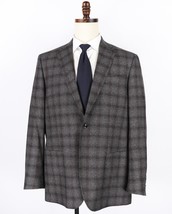 Nordstrom Signature Sport Coat 44L Reda Timeless Wool Gray Brown Plaid I... - $79.15