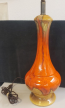 Vtg Accent End Table Lava Drip Glaze Orange Ceramic Lamp Genie Light (29&quot;- Read) - $149.99