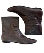 Sigerson Morrison Gray Leather Flat Ankle Boots Women 7.5B Italy Made Ve... - $51.99