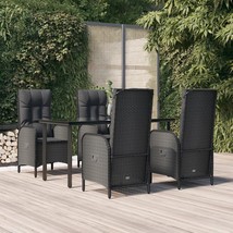  Garden Dining Set Black Poly Rattan Medium Adjustable Armrests - €806,15 EUR