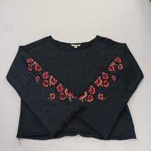 American Eagle Outfitters Women's Gray Floral Sleeve Cropped Sweatshirt Sz Small image 15