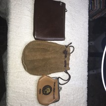 Lot Of 3 Vintage 1960sLeather Pouches Genuine BeedsDeerskin Made In USA  - £11.72 GBP