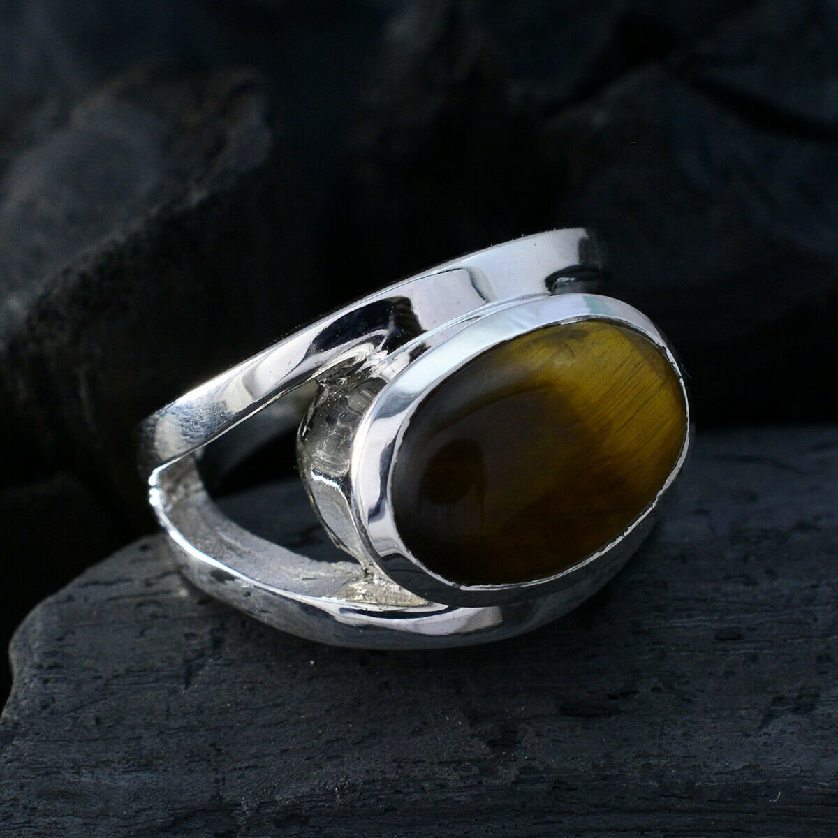 Tiger Eye Solid Silver Ring Domestic Jewelry For Father's Day Gift US ...
