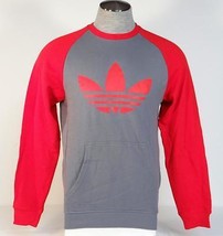 Adidas Originals Trefoil Logo Red &amp; Gray Cotton Pullover Sweatshirt Men&#39;... - $69.99