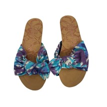 Blowfish Ginah Slide Sandals Womens Size 6.5 Blue Purple Tie Dye Bow - £17.82 GBP