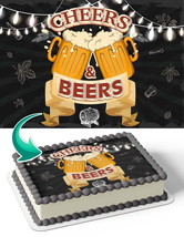Cheers Beer Drink B Edible Image Cake Topper Personalized Birthday Sheet... - €12,92 EUR