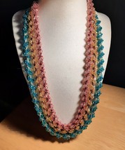 Beaded necklace 24&quot; 3 tiers can be worn multiple ways can be worn as 3,2 Or 1 - £22.05 GBP