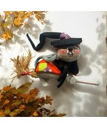 Vintage Annalee Halloween Witch Mouse Broom Doll felt animal decoration ... - €23,91 EUR