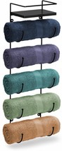 5-Tier Metal Wall Towel Rack with Wood Shelf - $79.19