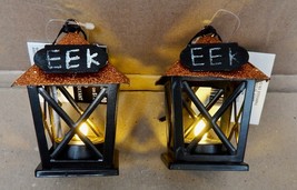 Halloween LED Lanterns 2 Each Ashland Boo Or EEK Boulevard 2 1/2&quot; x 3 1/... - £6.77 GBP