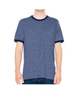 American Apparel Men's Mock Twist Jersey Crewneck Ringer T-Shirt XL X-Large Navy - $12.86