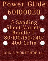 Power Glide 60100020 - 80/100/150/240/400 Grits - 5 Sandpaper Variety Bundle I - £3.92 GBP