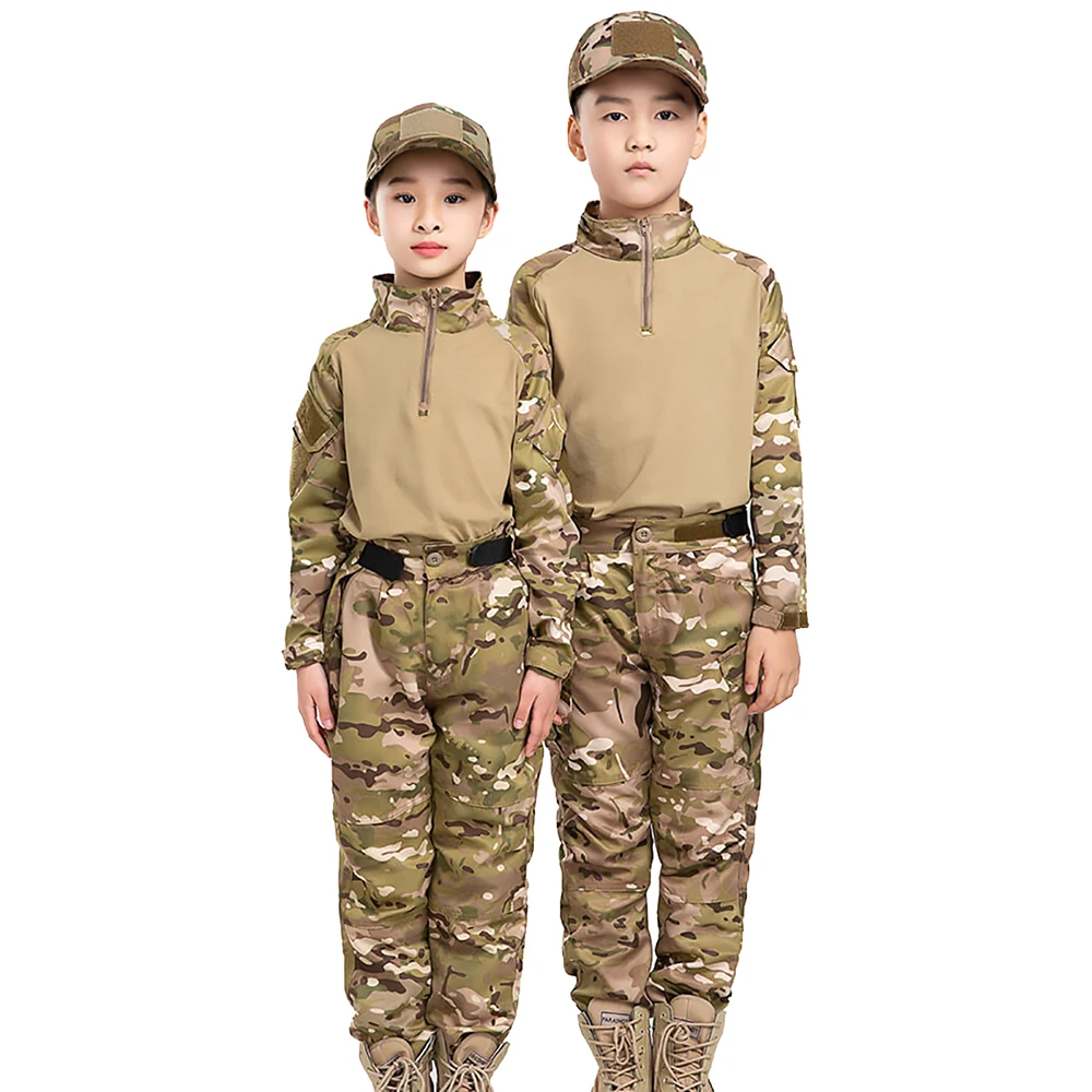 Sporting Kids Outdoor Breathability Elastic Cotton Camouflage Uniform for Childr - £65.54 GBP