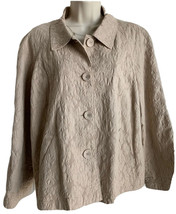 J Jill Large Petite LP Stretch Khaki Jacquard Blazer Jacket Cotton Texture - £14.33 GBP