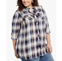 Style &amp; Co Womens Plus 2X Parkside Grape Plaid Utility Top NWT CR48 - £21.92 GBP