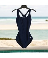 Speedo power navy blue flex racer back swimsuit women&#39;s size 8 - $44.68 CAD