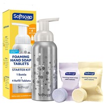 Softsoap Foaming Hand Soap Tablets Starter Kit w Aluminum Bottle Pump &amp; 4 Refill - £9.58 GBP