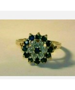 Women&#39;s 2 Ct Round Cut Blue Sapphire Cluster Wedding Ring 14K White Gold... - £82.20 GBP