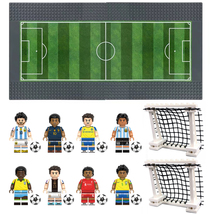 8/12pcs Football Super Star Minifigures with Court, Soccer Stars Mini Bl... - £26.65 GBP