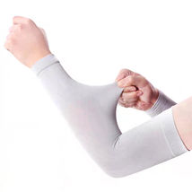 1 Pairs Gray Cooling Arm Sleeves With Hands Cover UV Sun Protection Sports - $4.88
