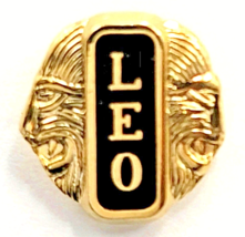 LEO Club Lions Clubs Gold Tone Double Lion Head Enamel Lapel Pin Youth P... - $11.99