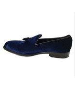 Steve Madden Men&#39;s Velvet Shoes size 8 blue Slip On Lifted Leather Fabri... - £41.59 GBP