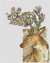 Fantasy Deer cross stitch pattern pdf - vintage deer embroidery chart - $4.79