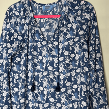 Simply Vera Vera Wang Womens Long Sleeved Tunic Style Blouse Blue Floral Size S - £12.59 GBP