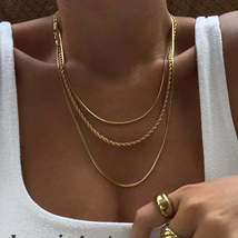 18K Gold-Plated Titanium Steel Three-Layered Necklace - $15.74