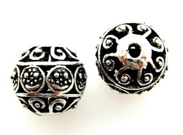 An item in the Crafts category: 5 Silver Dark Patina 15mm Hollow Smile Face Spacer Textured Renaissance Beads