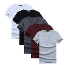 5pcs/lot Simple Style Men&#39;s T-shirts Short Sleeved Solid Cotton Spandex Regular  - £105.36 GBP