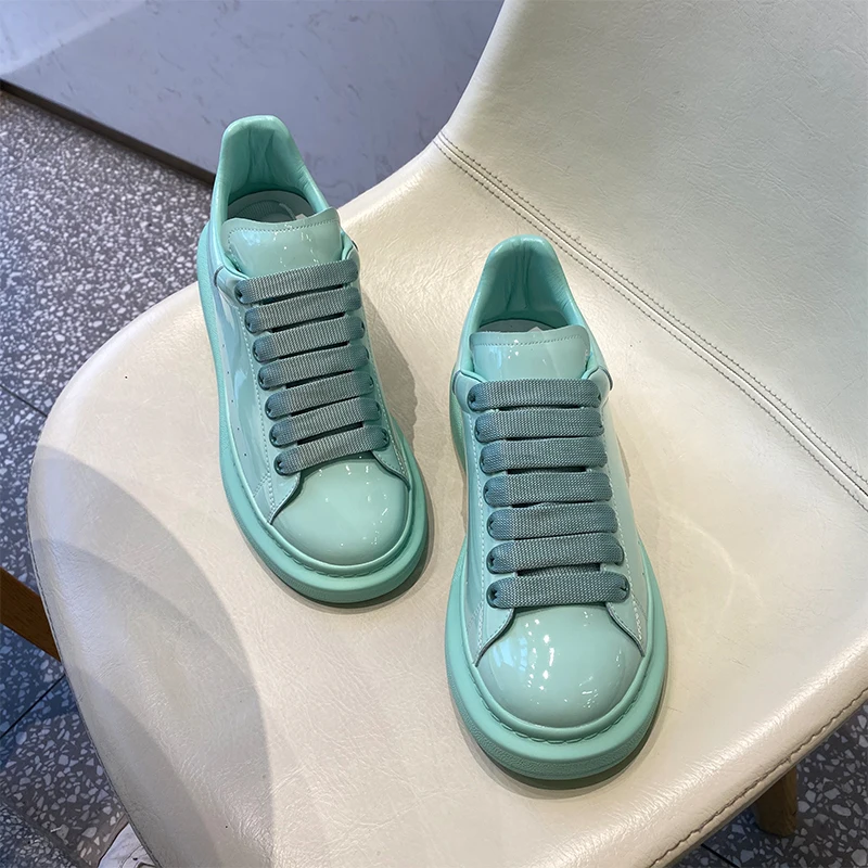 Luxury Fashion Casual Sneaker For Men Women Patent Leather Unisex Platfo... - $192.42