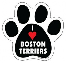 I Heart BOSTON TERRIERS DOG PAW PRINT Fridge Car Magnet 5&quot;x5&quot; Large FREE... - £4.69 GBP
