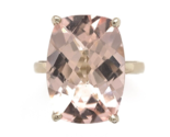 14k White Gold Large 10.85 Carat Genuine Natural Morganite Ring (#J6548) - £1,660.16 GBP